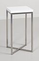 The Moderne Pedestal has a modern design with a white high gloss finish and metal frame. Pair with the medium and large pedestals to complete the collection. Dimensions : Small Pedestal: 16