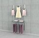 SlatStrip Vertical Wall Mounted Retail Clothing Display Kit for Glass Shelf with 3 Faceouts and Hanging Rail