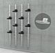 SlatStrip Vertical Wall Mounted Retail Shoe Display Kit with 32 Ellipse Wire Kid’s Shoe Displayers