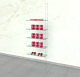 Extension Kit for Cable ceiling-to-floor kit for shelving.  Adjustable from 36” to 19’ and can accommodate glass shelves up to 36” L and 8” to 16” D.  