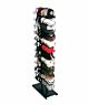 2-sided 24-pocket metal cap floor display. Each pocket holds 8-10 caps for a total capacity of up to 240 caps.  Comes in a black powder coated finish. Dimensions: 12