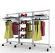 Vertik Retail Clothing and Shelving Stand for 8 Shelves and 5 Hangrails | 3-Sections|Chic Black.  Setting Dimensions: 78