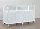 White jewelry case features a locking glass doo along with an LED light strip on the inside to illuminate its contents. The case also comes equipped with adjustable shelves as well as two separate locking storage compartments for added security. 