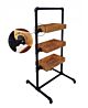 Pipeline 3-Tier Tray Display features a matte black finish with adjustable Cinnamon Melamine Finish Trays.  The unit measures 24