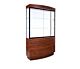  Pre-assembled, tempered glass, rectangular wall case. Curved top canopy and curved base cabinet