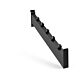 Waterfall Accessory for the 4-Way Apparel Display with metal tube structure, slotted uprights, and MDF base with Rustic Barn finish. 
