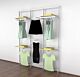 Vertik Wall Mounted Retail Clothing Display Unit for 4 Shelves with 4 Faceouts and 2 Hangrails | Pure White 3-Sections.  Setting Dimensions: 76